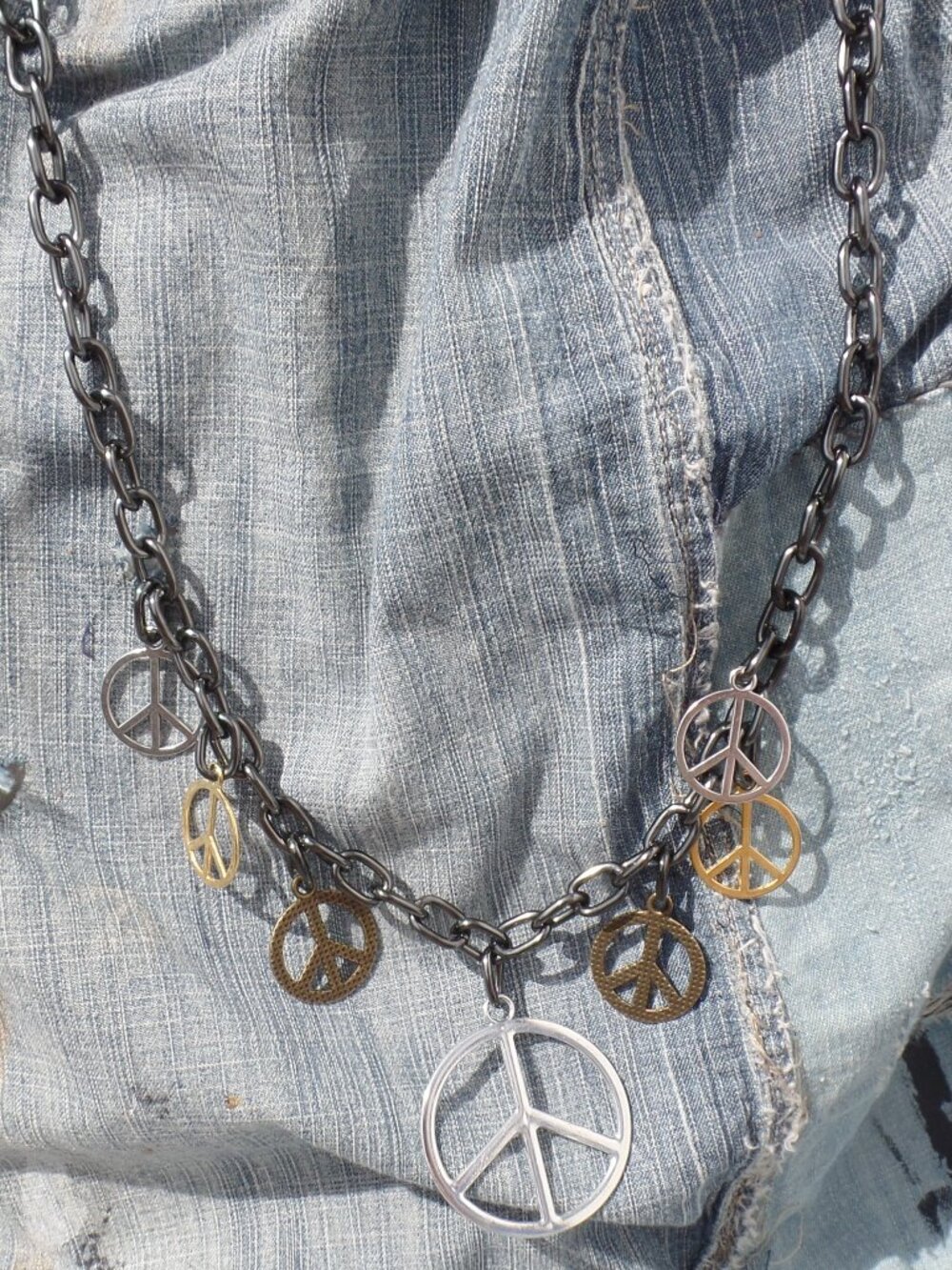 Hand Crafted PEACE Sign Necklace/Choker